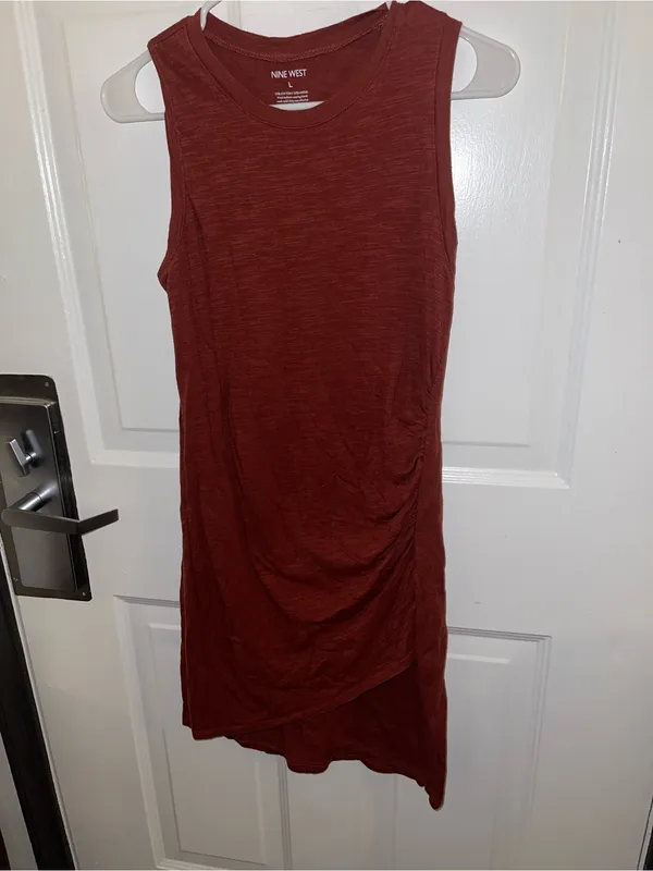Nine West Women's Rust Color Sleeveless Midi Tank Dress - Size Large - Image 2