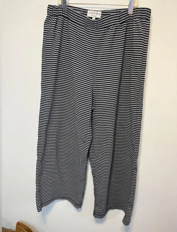 Madewell Texture & Thread Wide Leg Pull On Pant in Stripe Sz M - Image 6