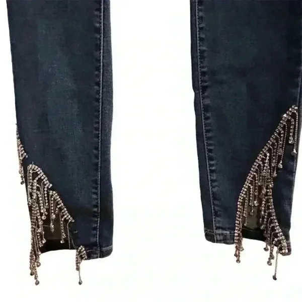 Akira Women's High Rise‎ Skinny Jeans Sparkle Rhinestone Blue Size 9 - Image 7