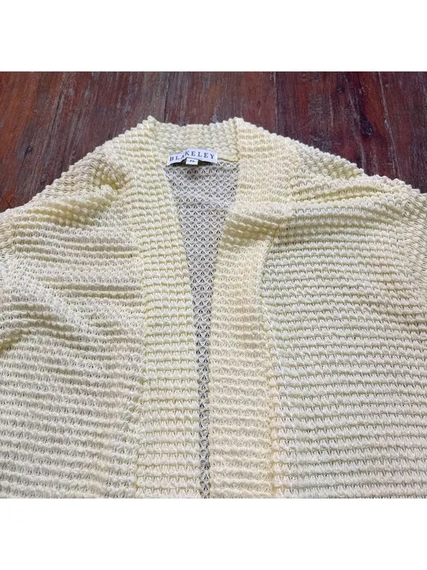 Blakeley Poppy Popcorn Knit Cardigan Pale Yellow Petite Small - Image 2