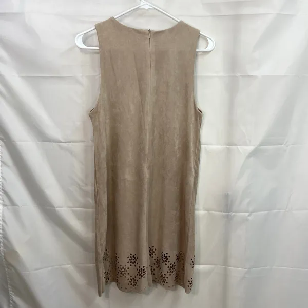 Alya Anthropologie women's tan faux suede cutout floral sleeveless stretch dress - Image 7