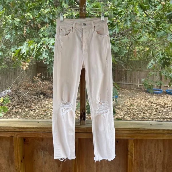 Mother Women's The Tomcat Chew Jeans Peach Wash Button Fly Size 25 - Image 3