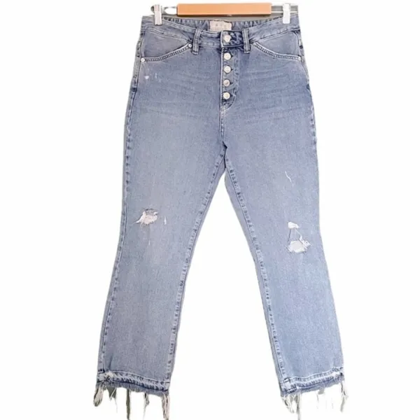 Free People We The Free Raw Hem High Rise Straight Leg Jeans Women’s Size 30 - Image 11
