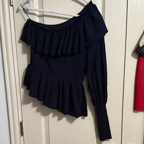 Ulla Johnson Eden Cashmere One Shoulder Ruffle Sweater Minimalist Quiet Luxury - Image 4