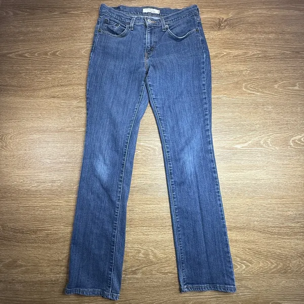 Levi's 505 Straight Leg Jeans Women's 8 Medium Blue Mid Rise Stretch Denim EUC - Image 2