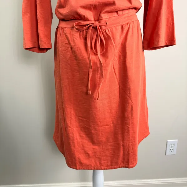 Pact Organic Cotton Drawstring Waist T-Shirt Dress 3/4 Sleeve Pockets Size Large - Image 9
