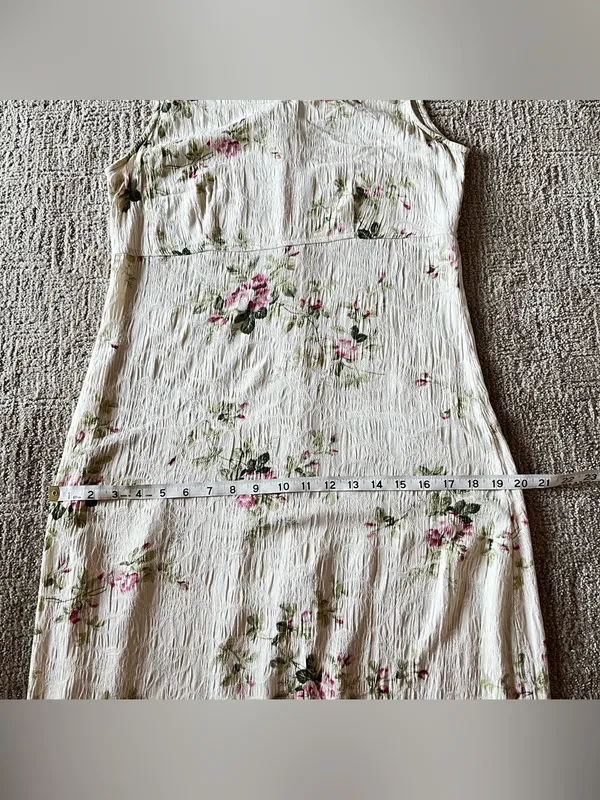 Dress Barn Vintage Sleeveless Cream Floral jacquard Midi Dress with Pink Roses - Image 9