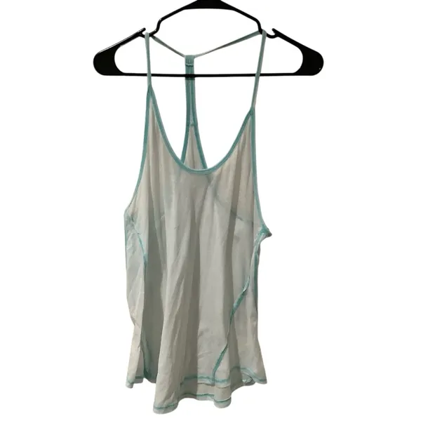 Elegant White Tank Top with Aqua Accents - Image 7