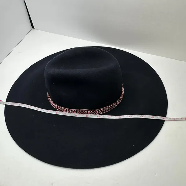 American Eagle Black Wool Wide Brim Floppy Summer Hat One Size - Image 4