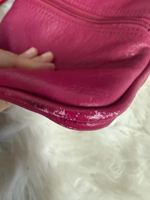Talbots Pink Leather Crossbody Bag Gold Hardware Compact Purse - Image 4