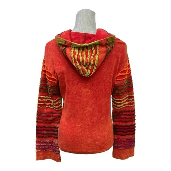 India Boutique Multi Color Women’s size M/L front zipper Rust hoodie Jacket - Image 4