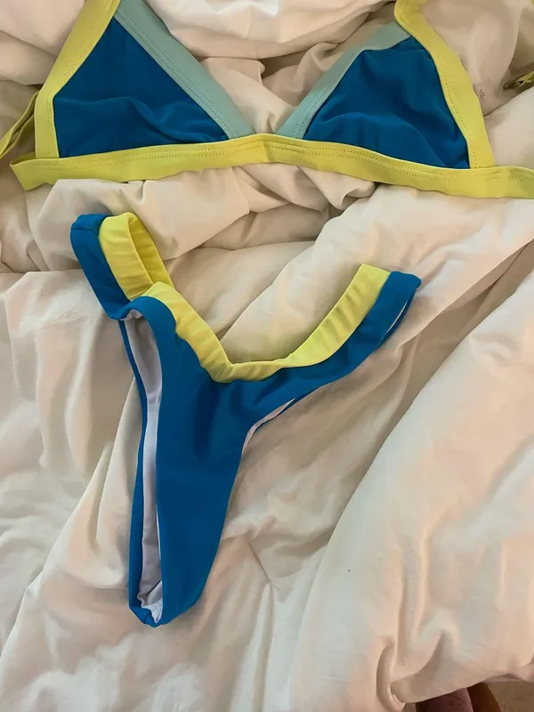 Color block bikini set Blue - Image 2