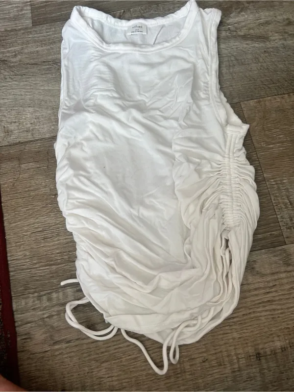 Wilfred White Sleeveless Ruched Side Tank Top - Image 5