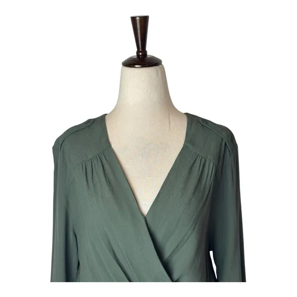 Maeve Anthropologie Dress Women XS Olive Green Faux Wrap Mini Preppy‎ Boho Retro - Image 5