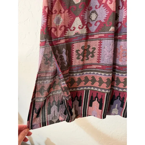 Vtg Monterey Petites 90s Aztec Southwestern Tribal Geometric Rayon Maxi Skirt S - Image 3