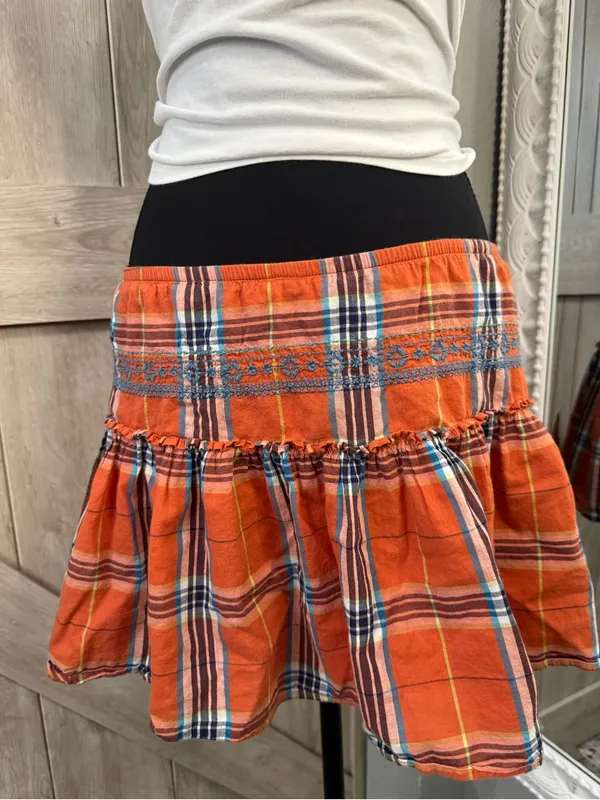 Vintage Y2K Old Navy Plaid Tiered Mini Skirt - Medium - Image 2