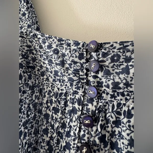 Margaret O’Leary 100%‎ Cotton Blue and White Floral Pattern Tank Top Blouse - Image 2