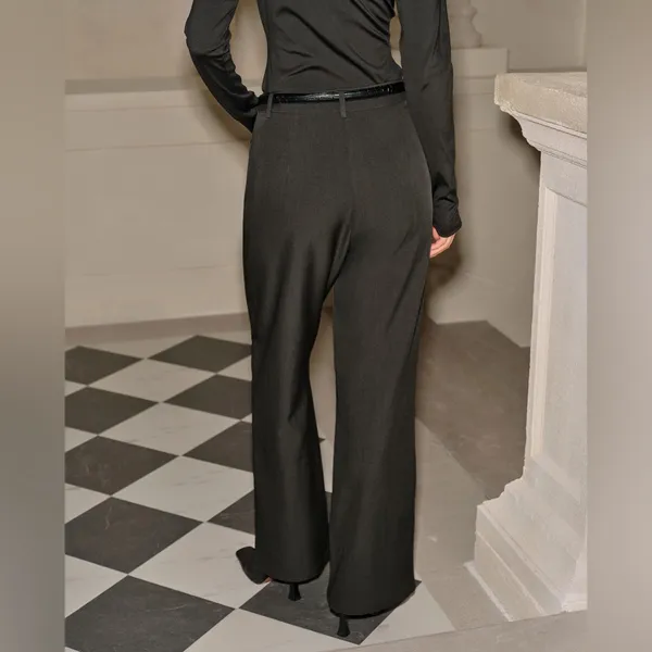 Rihoas Grey Natural Waisted Pocket Straight Pants - Image 3
