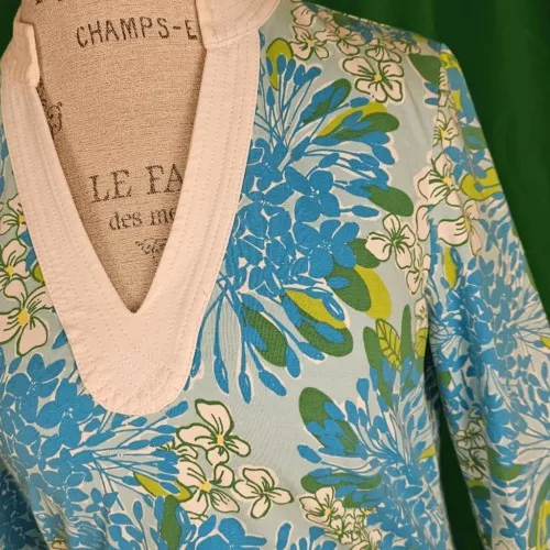 Lilly Pulitzer Womens Blue Green Floral Tunic Top Small‎ - Image 3