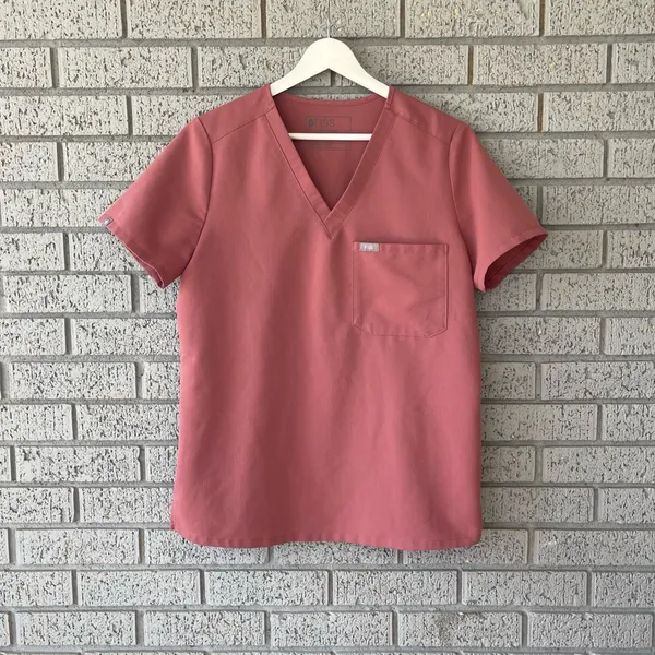 Figs Catarina One Pocket Scrub Top Mauve Size Small - Image 3