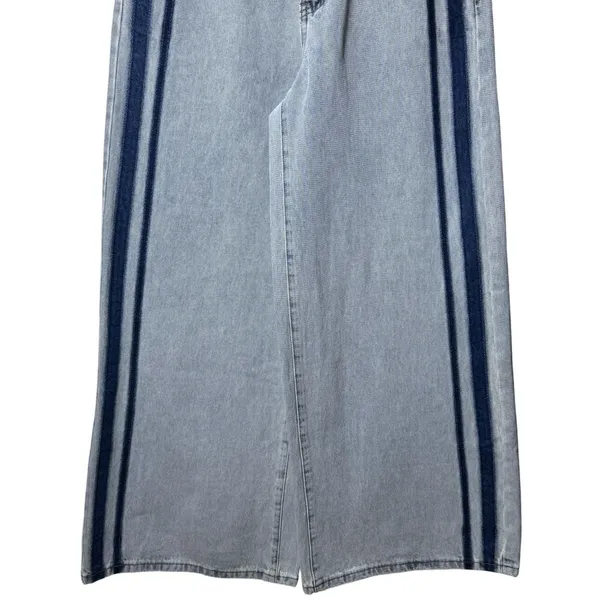 NEW Edikted Side Stripe Low Rise Wide Leg Washed Jeans Capsule Skater Grunge‎ S - Image 3