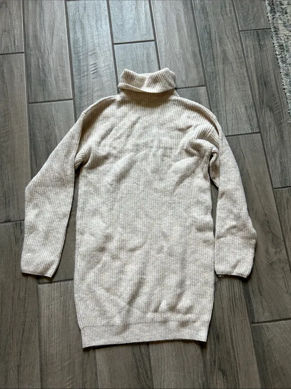 MOTF Cream Ribbed Turtleneck Mini Dress - Image 4