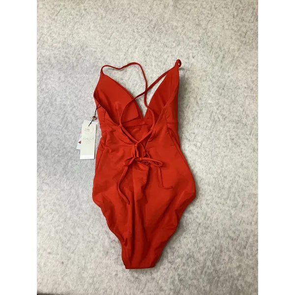 CALIA Triangle Strappy Back One Piece Swimsuit Fresh Red UPF 50+ Size 6 WSA15101 - Image 4
