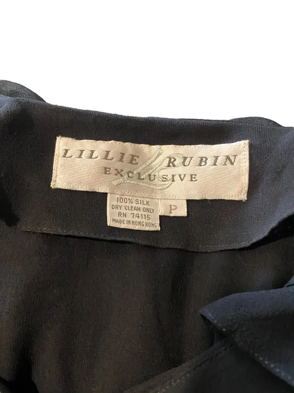 Lillie Rubin Vintage Silk Blouse Black Size M Romantic Dark Coquette Whimsigoth - Image 3