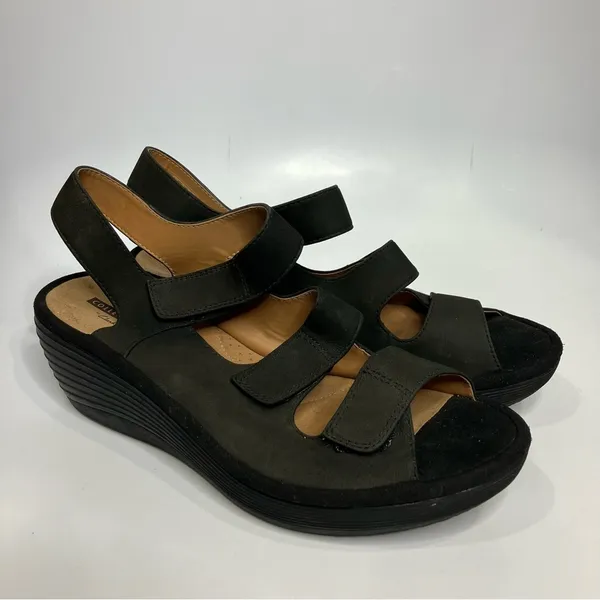 Collection by‎ Clarks Reedly Juno black wedge Sandals women’s size 10 - Image 2