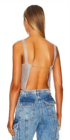 Superdown Mackenzie Crop Top in Gold - Image 2