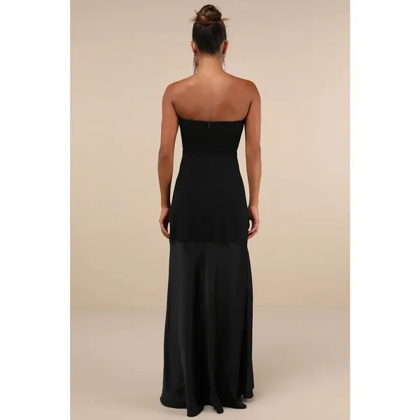 Lulus Compelling Style Black Strapless A-Line Maxi Dress Holiday Banquet Large - Image 4