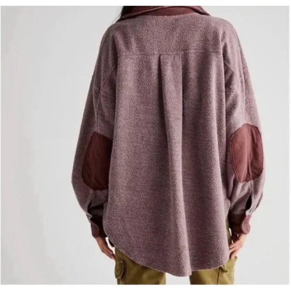 Free People‎ Shacket Oversized Button Down Utility Jacket Textured Cotton Blend - Image 4