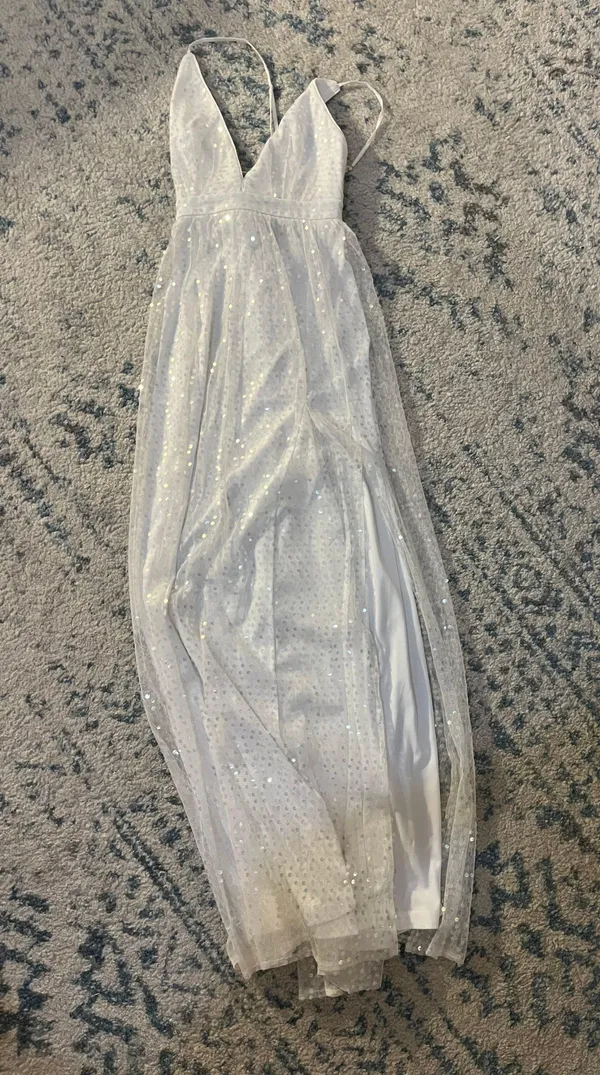 Lulus White Sequin Maxi Dress - Image 2