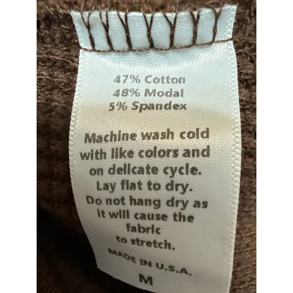 Set Active Women's Brown Waffle Knit Pull On Pocket Wide Leg Trousers Pants Sz M - Image 5