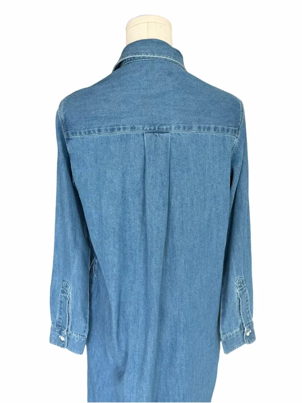 Quince - Distressed Denim Oversized Maxi Shirt Dress Button Front Sz XS - Image 6