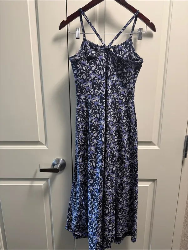 Pact Fit & Flare Midi Dress Floral Blue Cotton XS - Image 7