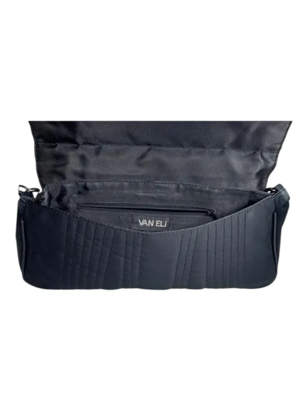VanEli ❁ Sophisticated Metallic Gunmetal Chain Handle Bag Handbag ❁ Shiny Black - Image 14