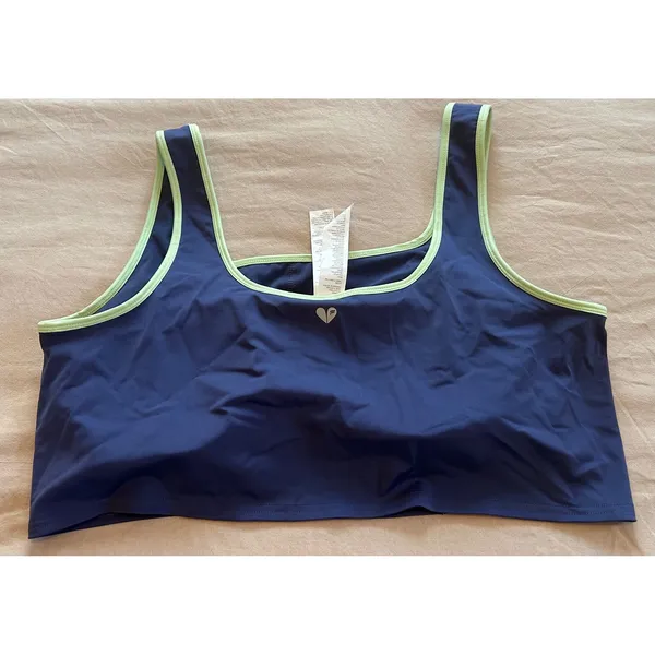 Fabletics Womens 2X Navy Blue Sports Bra Mint Green Trim Pink Stitch TK2252173 - Image 4