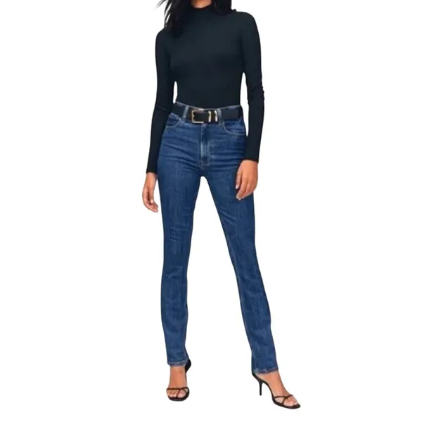 abercrombie and fitch slim straight ultra high rise denim jeans women’s 00r 24 - Image 3