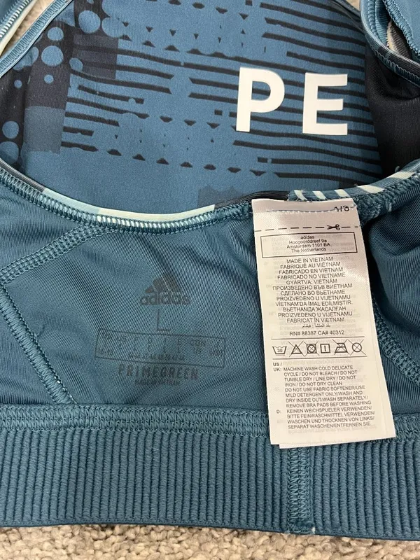 adidas x Peloton Blue Camo Print Digi Motion Heat Sports Bra Size Large NWT - Image 7