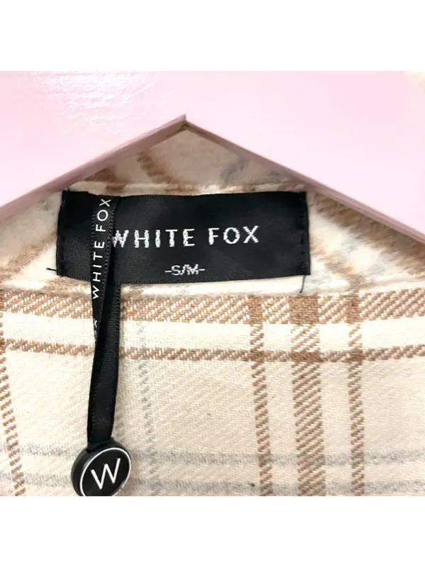 NWT White Fox I Think of You Plaid Flannel Shirt Size S/M Tan - Image 5