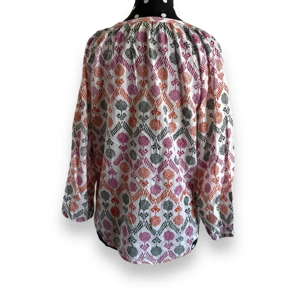 Roller Rabbit Womens Blouse Sz XS Orange Purple Green Boho‎ Hippie Shirt - Image 6