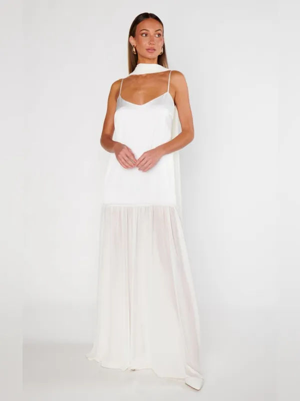 Show Me Your Mumu Dalia Maxi Dress size XL ivory white luxe satin nwot - Image 5