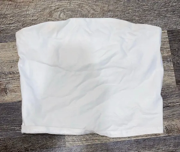 White Bandeau Crop Top “Silence and Noise” - Image 3