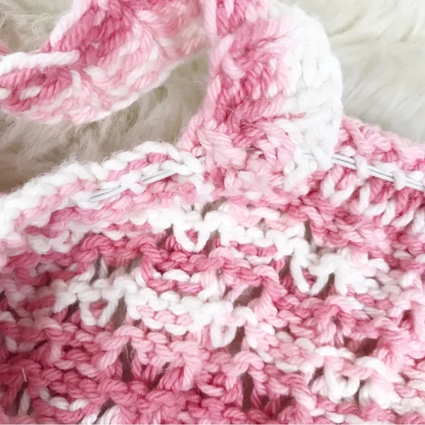VINTAGE Pink White Handmade Crochet Tank Top Boho Indie Cottagecore Size‎ L XL - Image 9