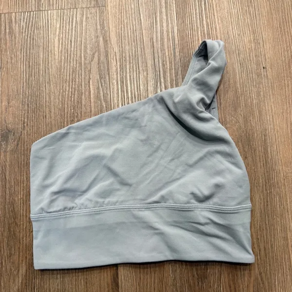 Lululemon Nulu Asymmetrical‎ Yoga Bra Light Blue Grey Size 4 LW2DTKS - Image 3