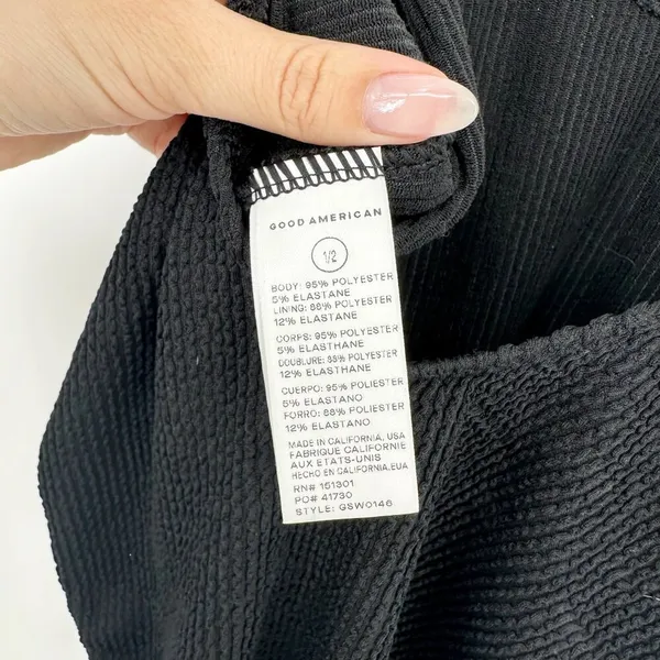 NEW Good American Always Fits One Piece Swimsuit Crinkle Black Women's 1/2 S/M - Image 8