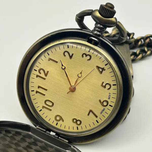 Grandpa Bronze Classic Analog Pocket Watch Working New Battery - Image 7
