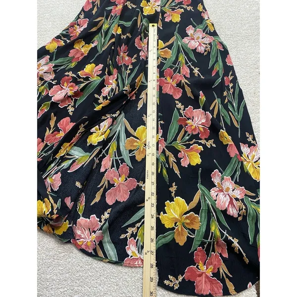Privacy Please Black Floral Ruffle Maxi Dress Adjustable Straps V-Neck Size S - Image 13
