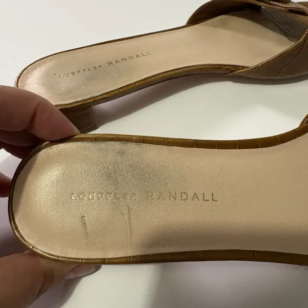 Loeffler Randall Edie Twisted Single Buckle Slide Sandals Cognac Brown Size 9.5 - Image 7